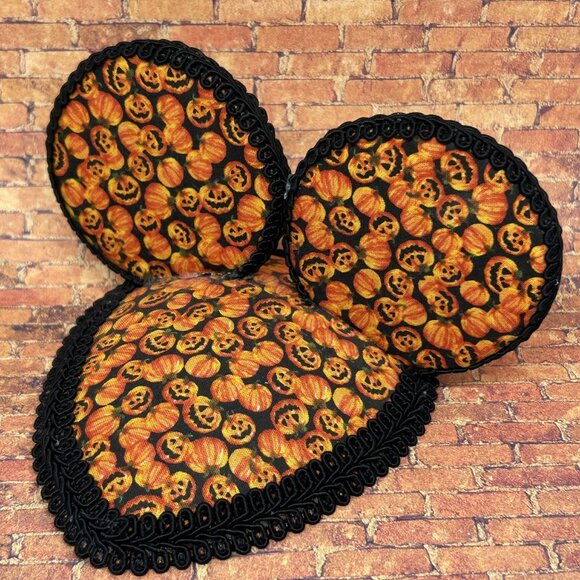 Halloween Pumpkin HANDMADE Mouse Ear Hat/ Fascinator Hat - Picture 2 of 6